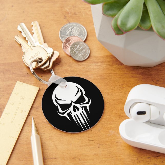 Grim Specter Dripping Skull Graphic Key Ring (Desk)