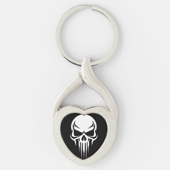 Grim Specter Dripping Skull Graphic Key Ring (Front)