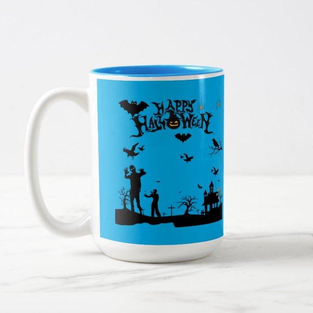 Grim Spirits Rising azure Two-Tone Coffee Mug (Left)