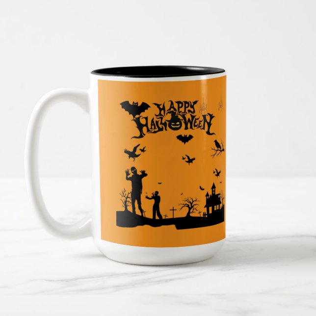Grim Spirits Rising orange Two-Tone Coffee Mug (Left)