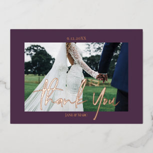Grimace Wedding Real Foil 2 photos Thank You Cards