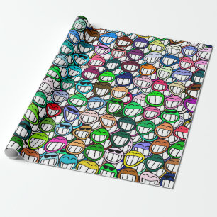 Grimaces on wrapping paper