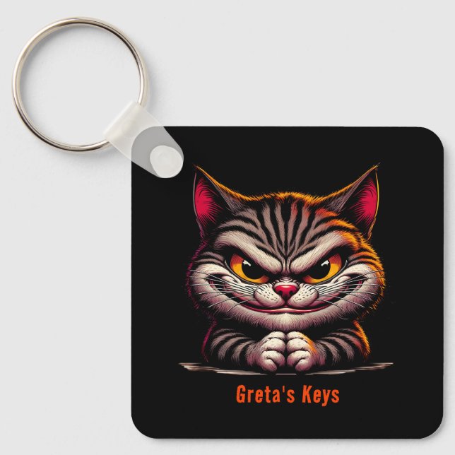 Grimacing Cat Key Ring (Front)