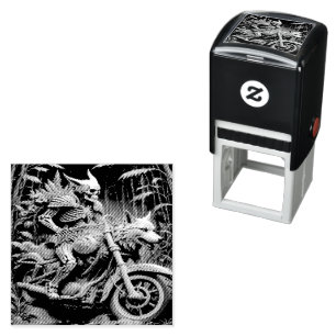 Grimbone and Skulldust, mounted their big chopper  Self-inking Stamp
