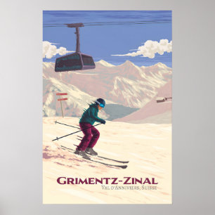 Grimentz-Zinal Ski Resort Travel Poster