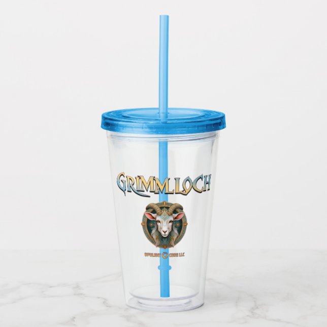 Grimmloch Goat Emblem Fantasy RPG Acrylic Tumbler (Front)