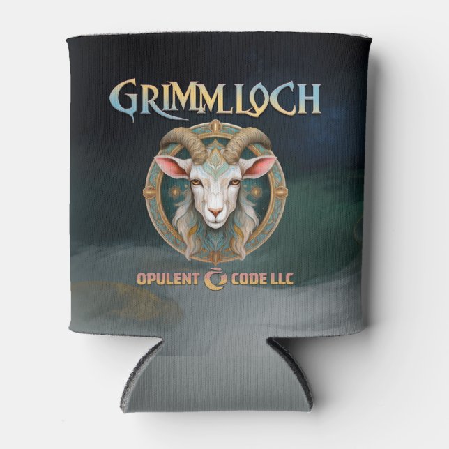 Grimmloch Goat Emblem Fantasy RPG Can Cooler (Front)