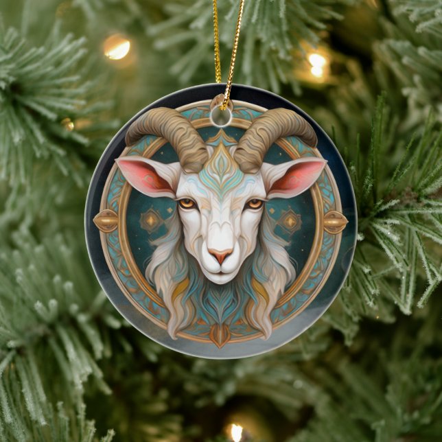 Grimmloch Goat Emblem Fantasy RPG Ceramic Tree Decoration (Tree)