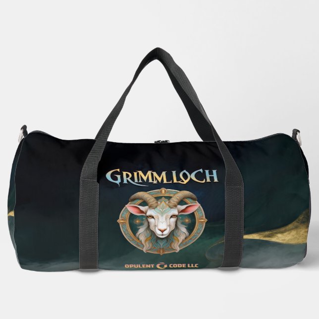 Grimmloch Goat Emblem Fantasy RPG Duffle Bag (Front)