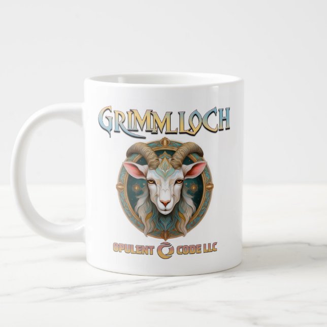 Grimmloch Goat Emblem Fantasy RPG Large Coffee Mug (Left)