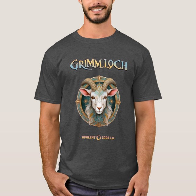 Grimmloch Goat Emblem Fantasy RPG T-Shirt (Front)