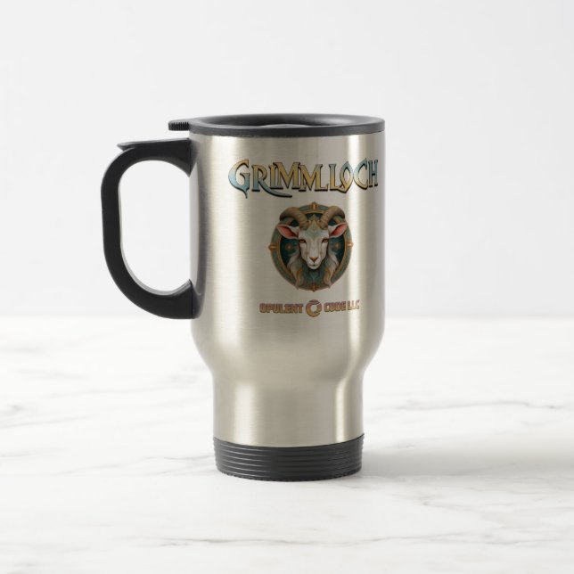 Grimmloch Goat Emblem Fantasy RPG Travel Mug (Left)