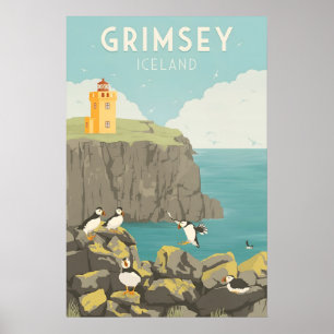 Grimsey Iceland Travel Poster