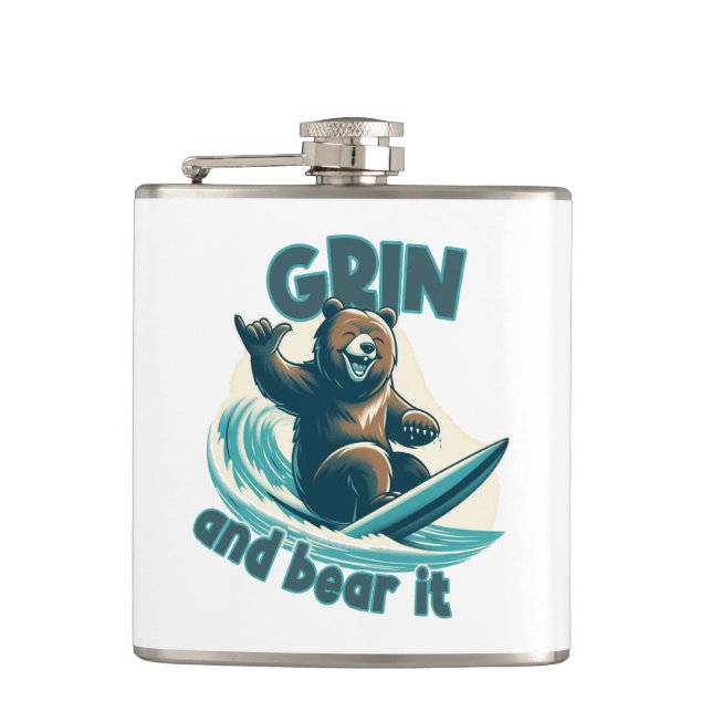 Grin And Bear It Hip Flask (Front)