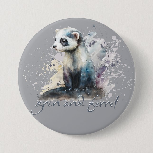 Grin and Ferret Pun 7.5 Cm Round Badge (Front)