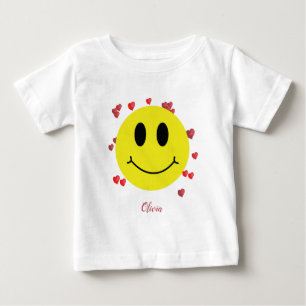 Grin Face with Red Hearts Personalised Baby T-Shirt