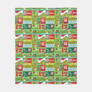 Grinch   12 Days of Grinchmas Pattern Fleece Blanket