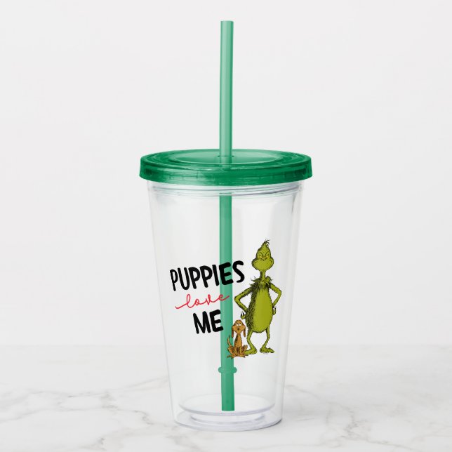 Grinch and Max | Puppies Love Me Acrylic Tumbler (Front)