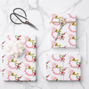 Grinch Blowing the Merry Grinchmas Horn Wrapping Paper Sheet