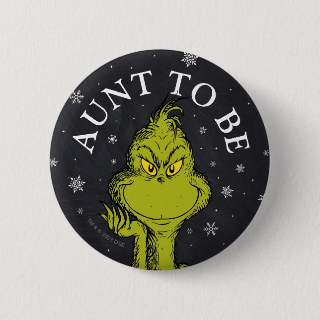 Grinch Chalkboard Baby Shower | Aunt To Be 6 Cm Round Badge (Front)