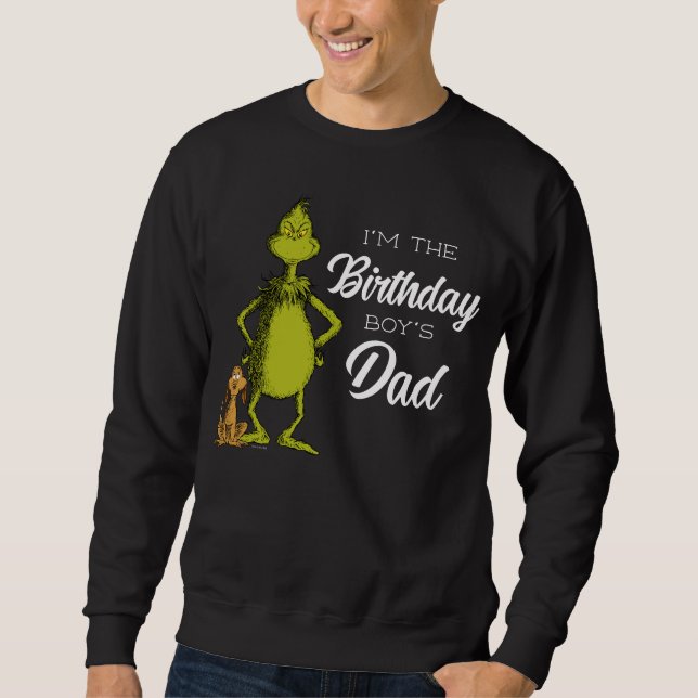 Grinch Chalkboard Birthday Boy's Dad Sweatshirt (Front)
