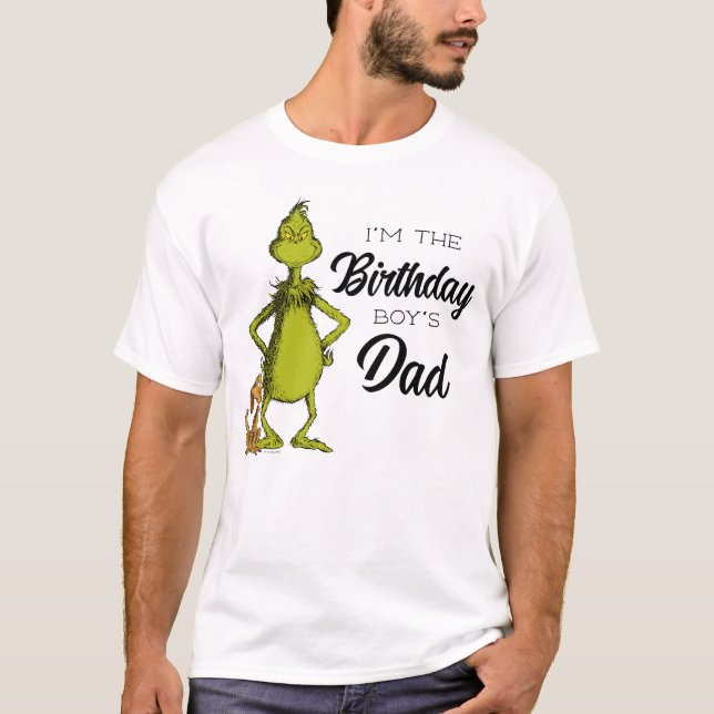 Grinch Chalkboard Birthday Boy's Dad T-Shirt (Front)
