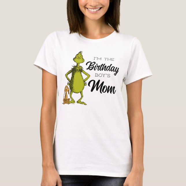 Grinch Chalkboard Birthday Boy's Mum T-Shirt (Front)