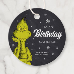 Grinch Chalkboard Birthday Favour Favour Tags
