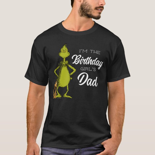 Grinch Chalkboard Birthday Girl's Dad T-Shirt (Front)