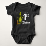 Grinch Chalkboard First Birthday Baby Bodysuit<br><div class="desc">Check out this fun Dr. Suess Grinch chalkboard first birthday shirt.</div>