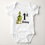 Grinch Chalkboard First Birthday Baby Bodysuit<br><div class="desc">Check out this fun Dr. Suess Grinch chalkboard first birthday shirt.</div>
