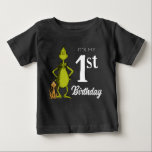 Grinch Chalkboard First Birthday Baby T-Shirt<br><div class="desc">Check out this fun Dr. Suess Grinch chalkboard first birthday shirt.</div>
