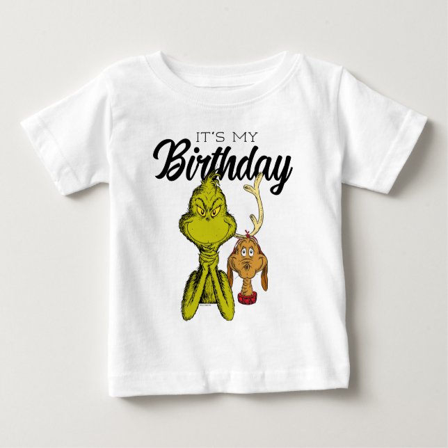 Grinch Chalkboard It's My Birthday Baby T-Shirt (Front)