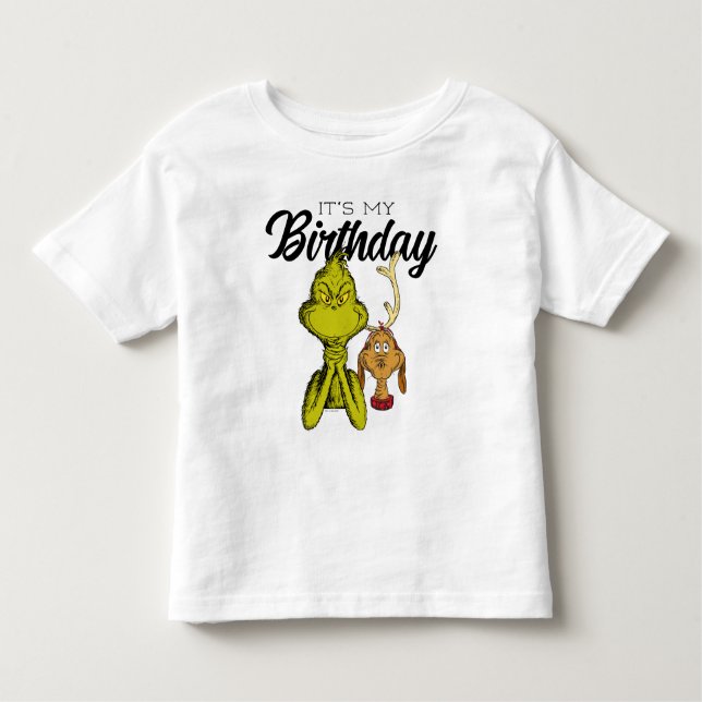 Grinch Chalkboard It's My Birthday Toddler T-Shirt (Front)