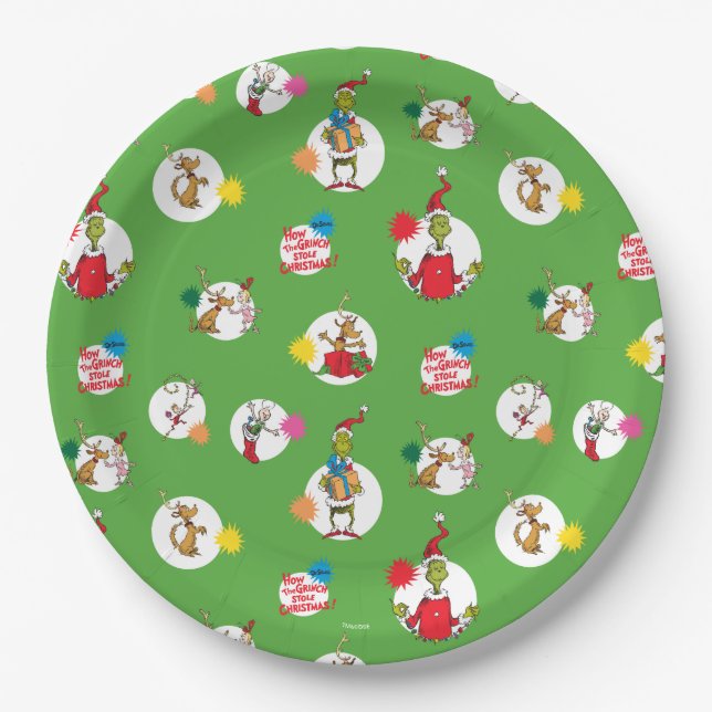 Grinch | Christmas Dot Pattern Paper Plate (Front)