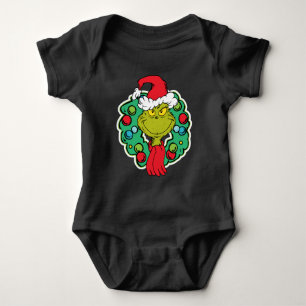 Grinch Christmas Holiday Wreath Baby Bodysuit