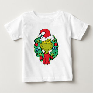 Grinch Christmas Holiday Wreath Baby T-Shirt