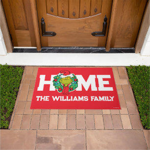 Grinch Christmas Holiday Wreath Doormat