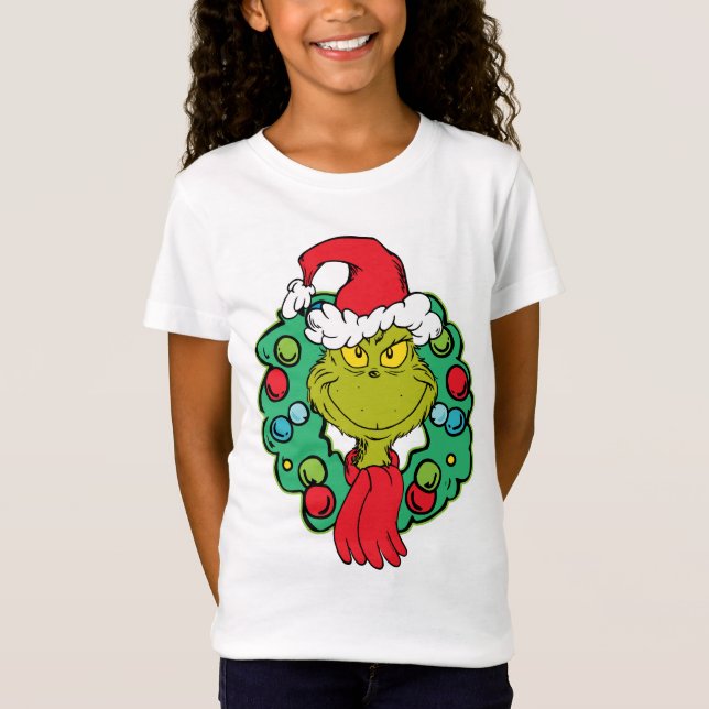 Grinch | Christmas Holiday Wreath T-Shirt (Front)