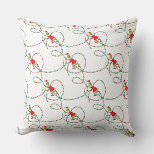 Grinch   Christmas Lights Pattern Cushion