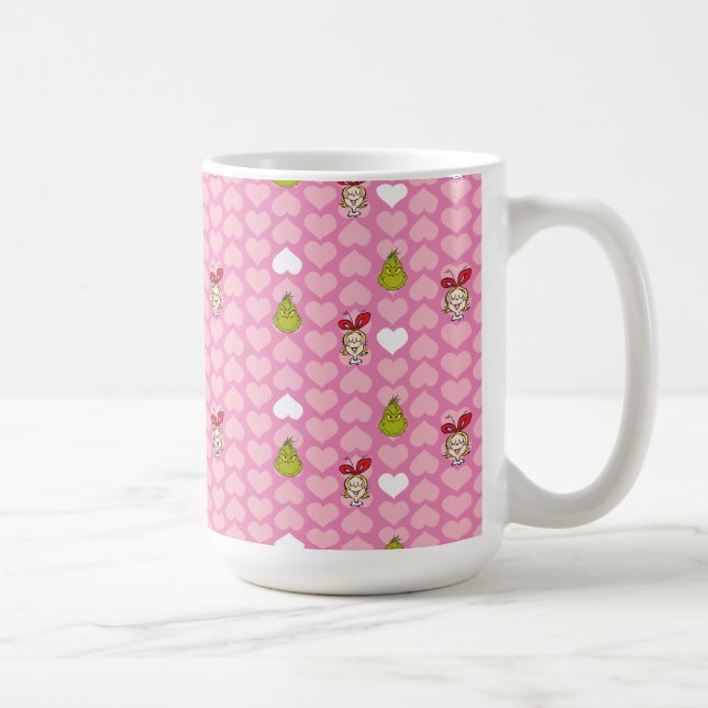 Grinch & Cindy-Lou Pink Heart Pattern Coffee Mug (Right)