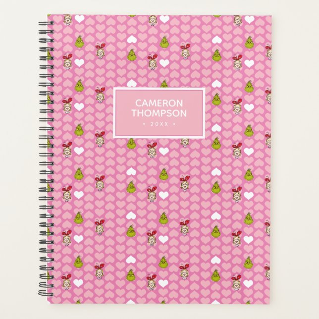 Grinch & Cindy-Lou Pink Heart Pattern Planner (Front)