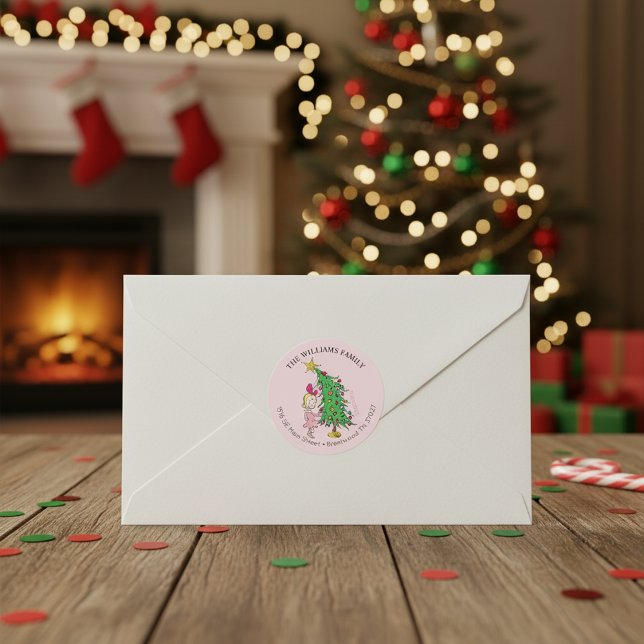 Grinch | Cindy-Lou Who Christmas Address Classic Round Sticker (Creator Uploaded)