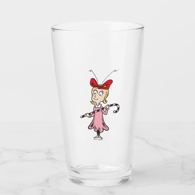 Grinch | Cindy-Lou Who - Holding Candy Cane Glass (Front)