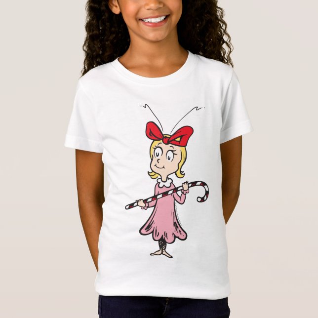 Grinch | Cindy-Lou Who - Holding Candy Cane T-Shirt (Front)