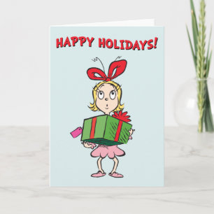 Grinch Cindy-Lou Who - Holding Present Holiday Card