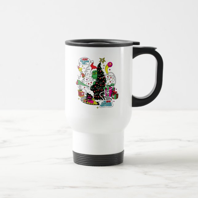 Grinch Colourful Christmas Graphic Travel Mug (Right)
