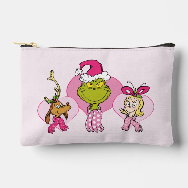 Grinch Crew in Pink Valentine's Portrait Accessory Pouch (Front)