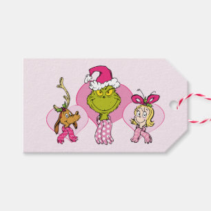 Grinch Crew in Pink Valentine's Portrait Gift Tags