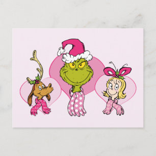 Grinch Crew in Pink Valentine's Portrait Postcard